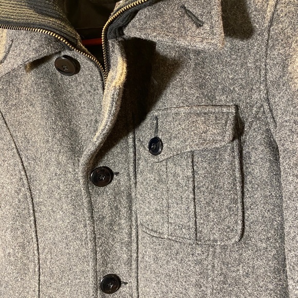 Schott Wool Coat with Knit Collar Made Canada - Picture 4 of 11